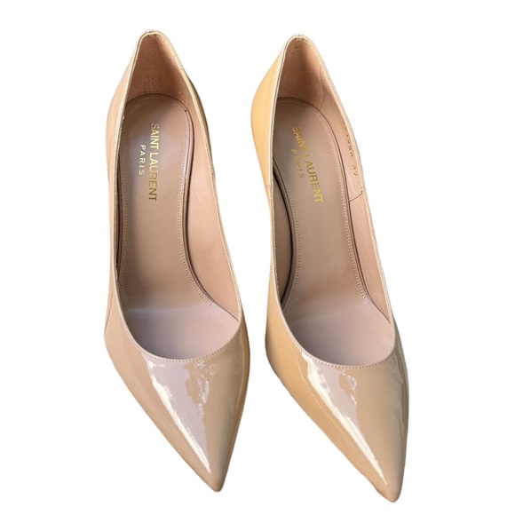 SAINT LAURENT VERNICE PATENT LEATHER NUDE (37) WITH ORIGINAL BOX & SHOE BAGS. - Picture 5 of 9